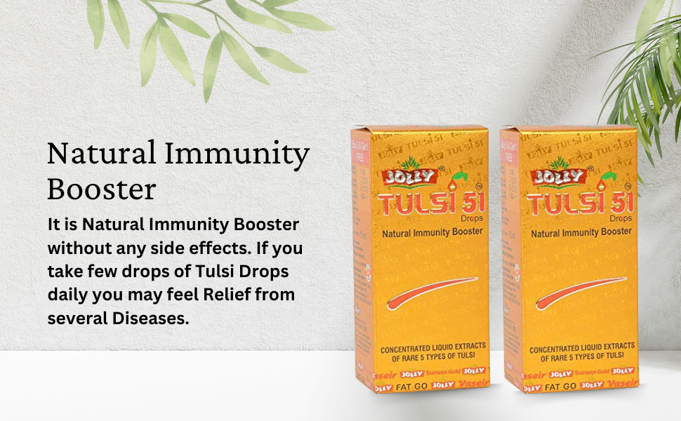 Jolly Tulsi 51 Drops Natural Immunity Booster (Light Gold)- 30 ml - Pack of 2