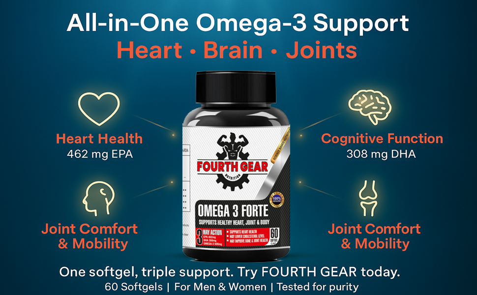 Fish Oil Softgels Capsules | 600mg Omega 3 With EPA and DHA | Supports Heart, Bone And Joint Health | Nutritional Supplement For Men And Women | 60 Capsules | Pack Of 1