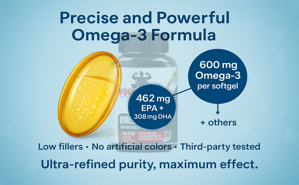 Fish Oil Softgels Capsules | 600mg Omega 3 With EPA and DHA | Supports Heart, Bone And Joint Health | Nutritional Supplement For Men And Women | 60 Capsules | Pack Of 1