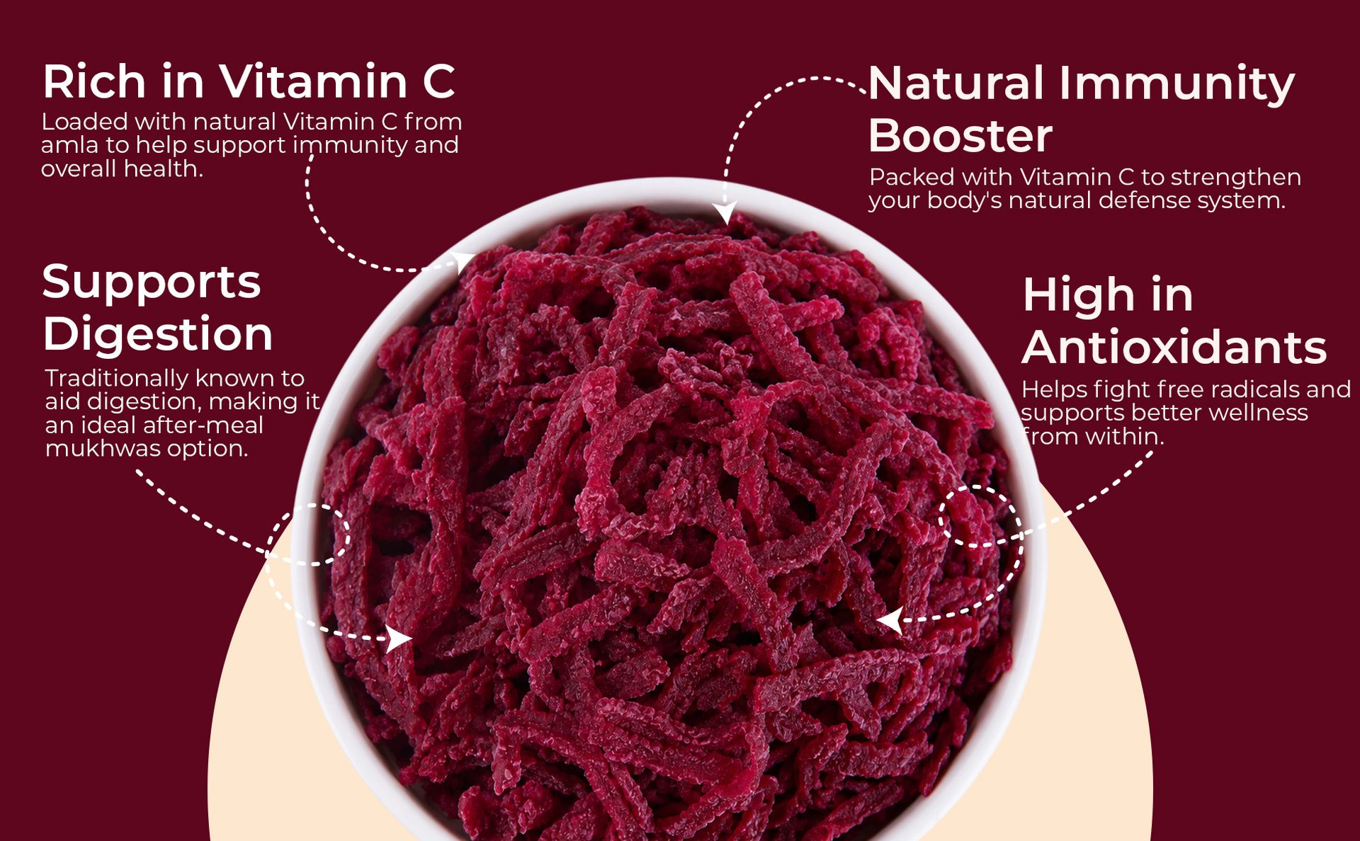 CLARIHA Beetroot Amla Flakes 100g | Beetroot Flavoured Amla Candy & Mukwas | Ready to Eat Indian Gooseberry Snack | Rich in Vitamin C & Dietary Fibre | No Preservatives | Supports Healthy Digestion