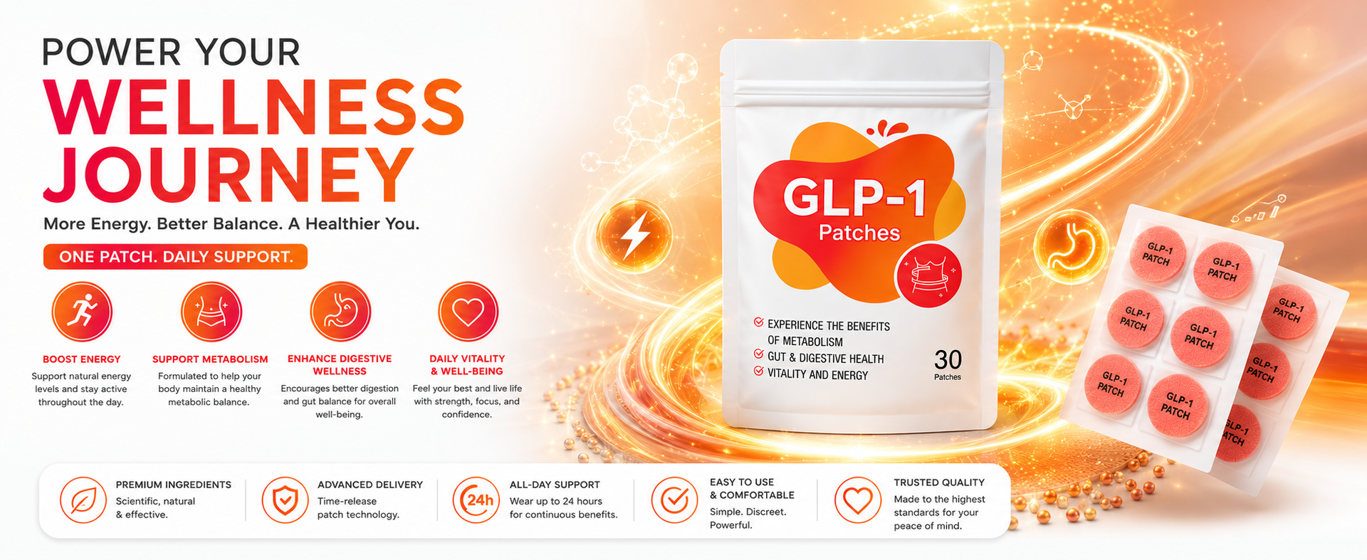 Wellness Patches, 30 Daily Adhesive Wellness, Easy-to-Apply Skin Patches for Daily Routine, Comfortable Long-Lasting Adhesive For Travel Friendly (30 Patch)