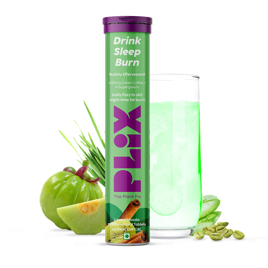 The Plant Fix Plix Green Coffee Bean 15 Effervescent Tablets For Metabolism & Energy Levels With Green Coffee Bean, Garcinia Cambogia, Cinnamon Extract and Wheatgrass, Pack of 4 (Lemon Twist)