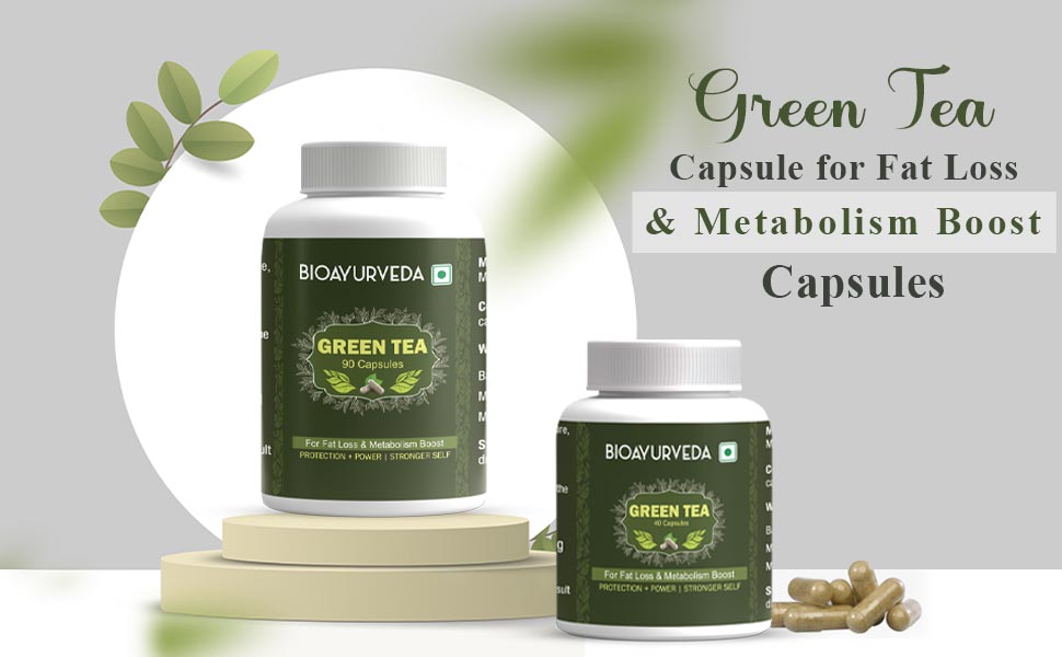 BIOAYURVEDA Green Tea Capsule for Fat Loss and Metabolism Boost, 60 Capsules (Pack of 3)