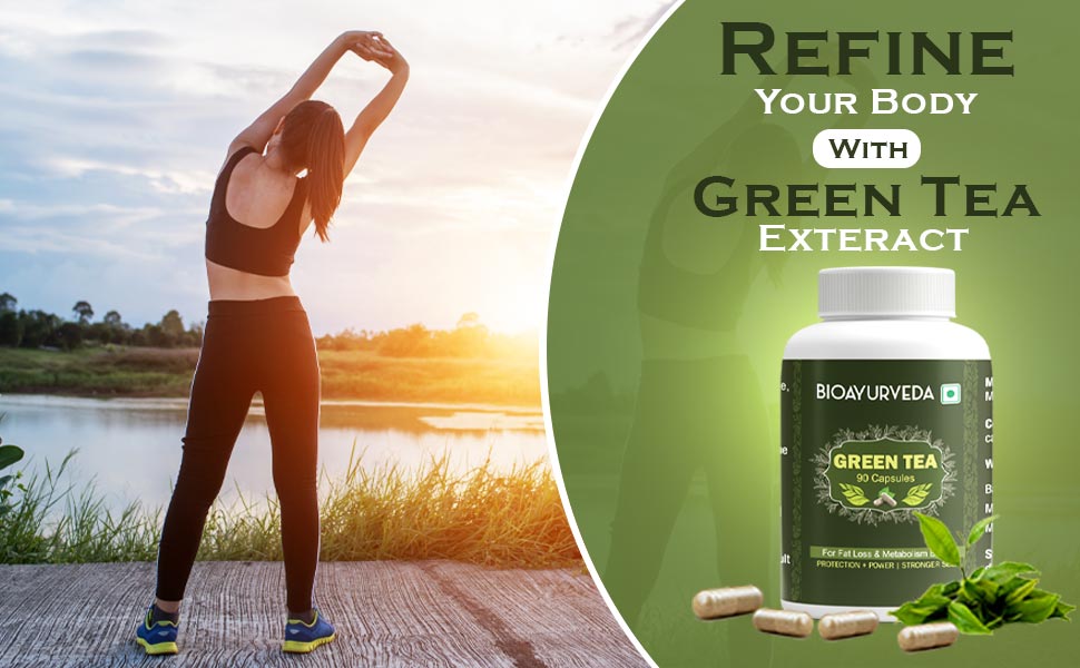 BIOAYURVEDA Green Tea Capsule for Fat Loss and Metabolism Boost, 60 Capsules (Pack of 3)