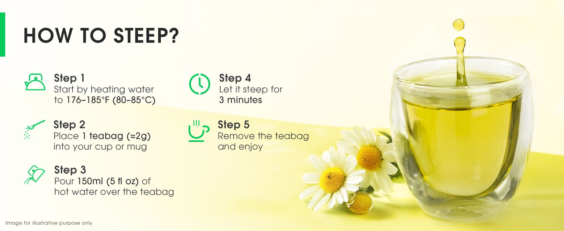 Teabox Chamomile Green Tea 25 Tea Bags | With Egyptian Chamomile Flowers & Whole Leaf Green Tea | Calming Blend for Relaxation & Sleep | Low Caffeine, Fresh & Aromatic (Pack of 2)