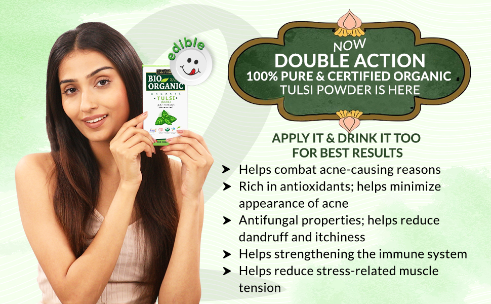 Indus Valley 100% Organic Tulsi Powder | Natural Tulsi Leaf Powder for Face & Skin Care - 100 gm