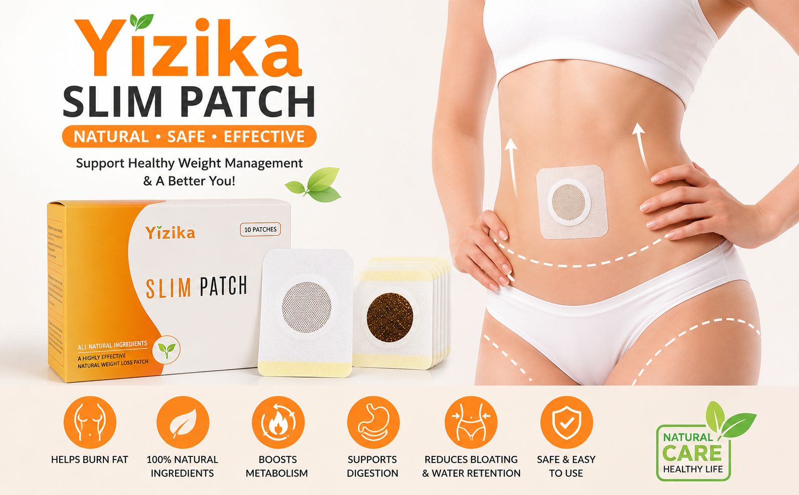 Herbal Body Care Patches, Breathable Adhesive Wellness for Abdomen, Waist, Arms & Legs, Comfortable Daily Use, Easy to Apply, Individually Sealed Skin Patches, 10 PCS