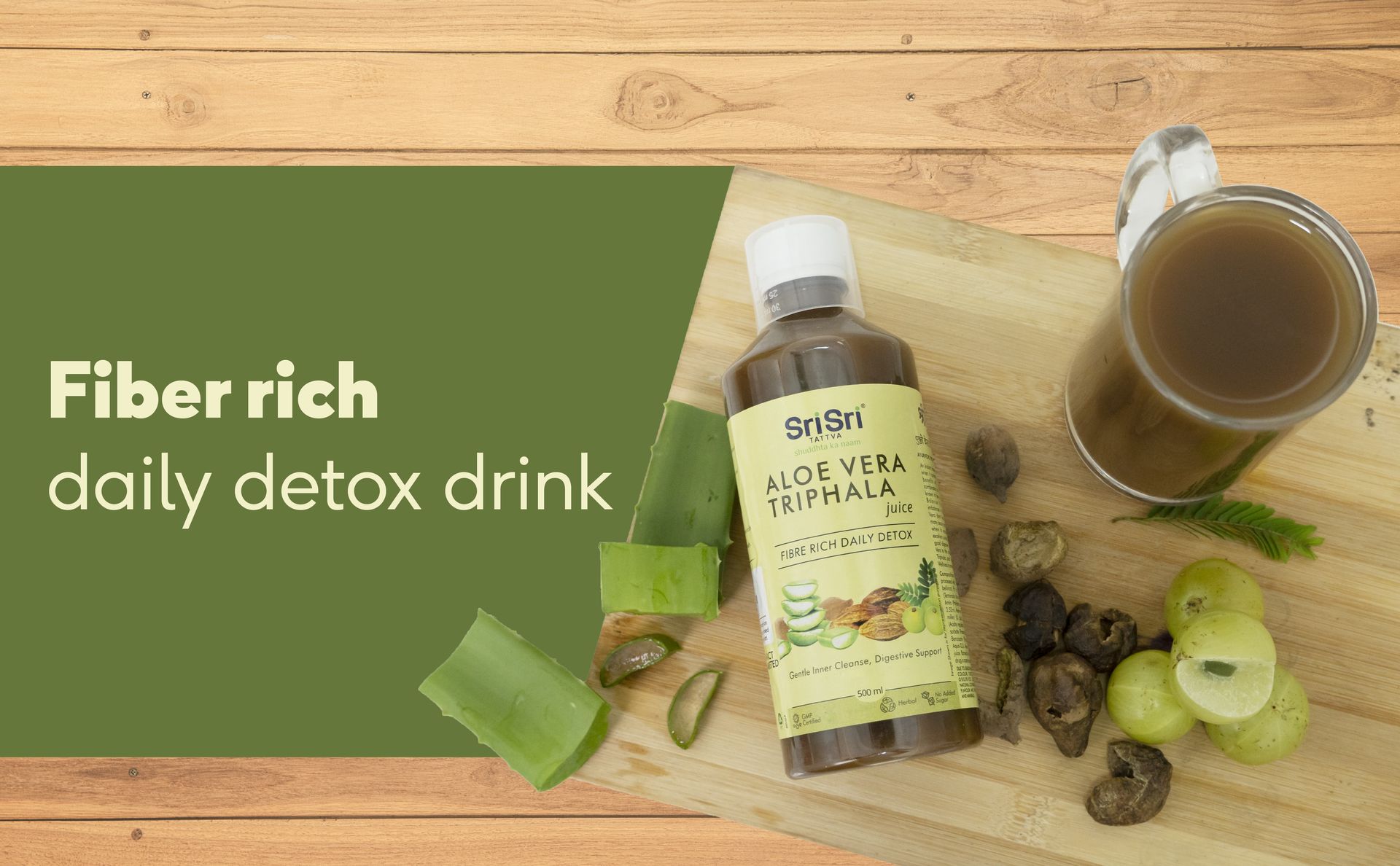 Sri Sri Tattva Aloe Vera Triphala Juice - 1 Litre | Digestion, Immunity, Liver & Skin Wellness Support | With Aloe Vera, Amla, Haritaki & Vibhitaki; No Added Sugar | (500 ml x Pack of 2)