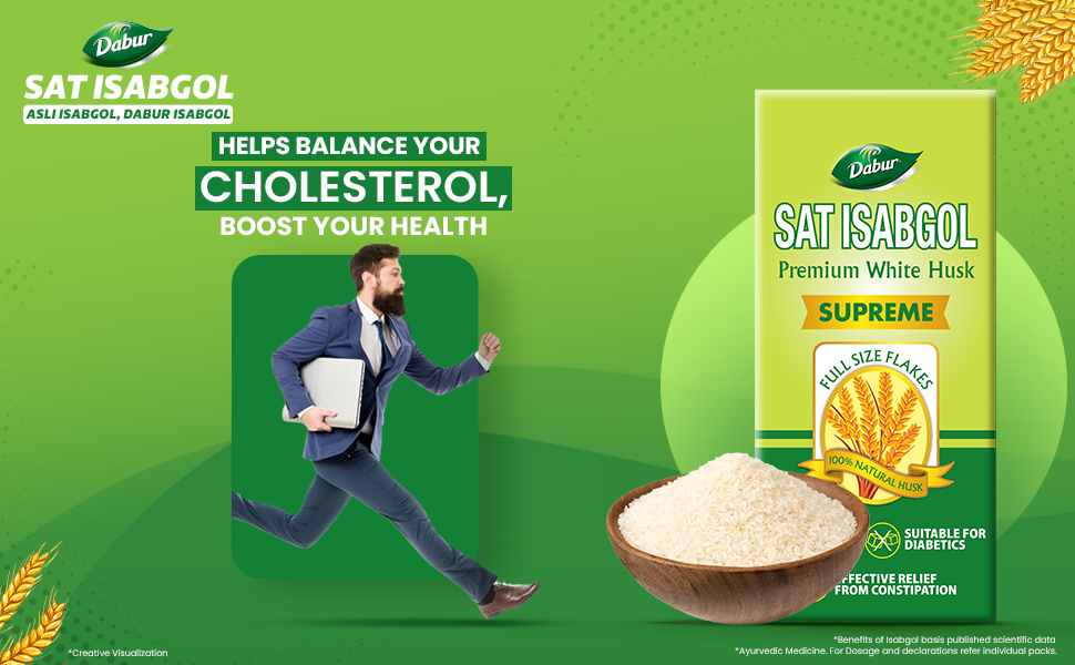 Dabur Sat Isabgol (Psyllium Husk) - 180g | Rich in Fiber | Provides Effective Relief from Constipation & Bloating | Promotes Bowel Health | Non-Habit Forming | 100% Ayurvedic