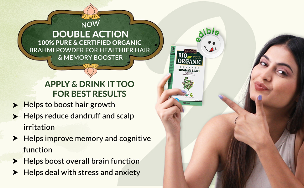 INDUS VALLEY Brahmi Leaf Powder 100g | Natural Ayurvedic Herb for Brain Health, Memory, Focus & Hair Care | Pure Bacopa Monnieri Supplement