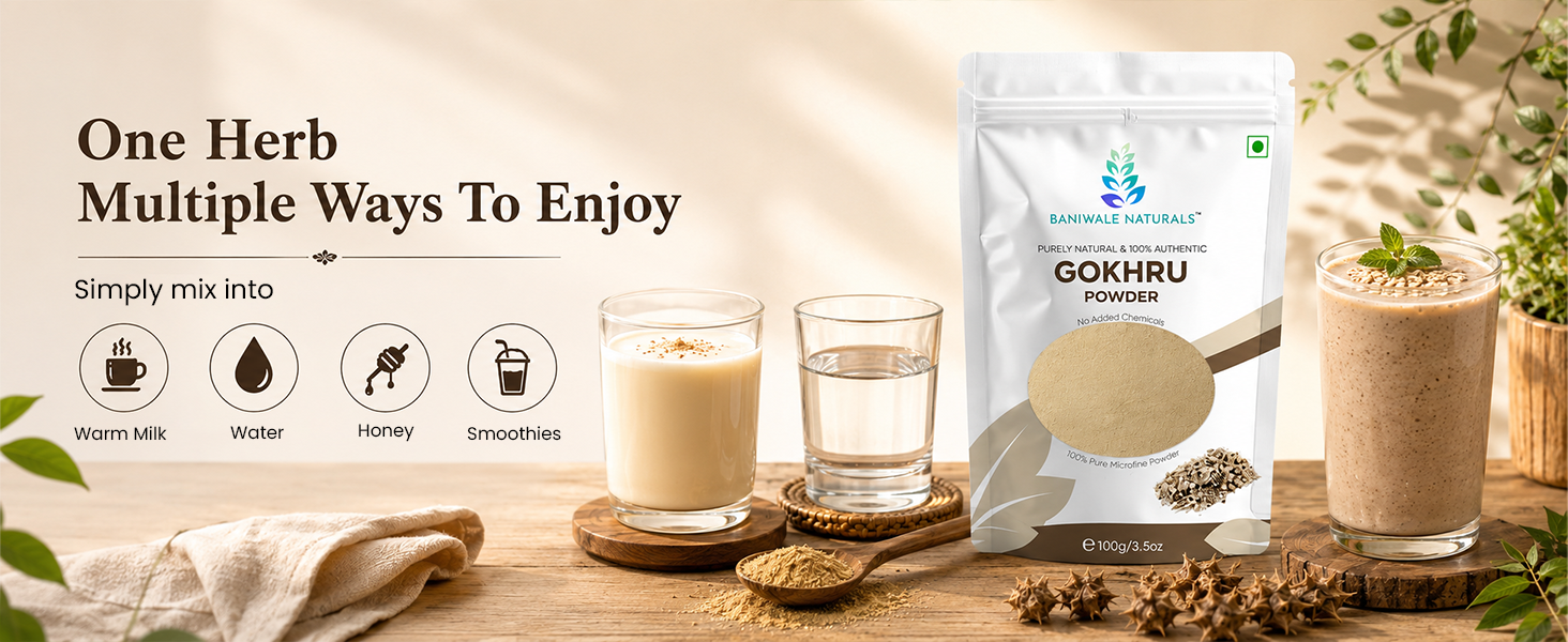 Gokshura Powder - 100g | Tribulus Terrestris/Gokhru Churna | Boost Energy, Strength & Testosterone | Pure & Natural | Non GMO With No Added Preservatives