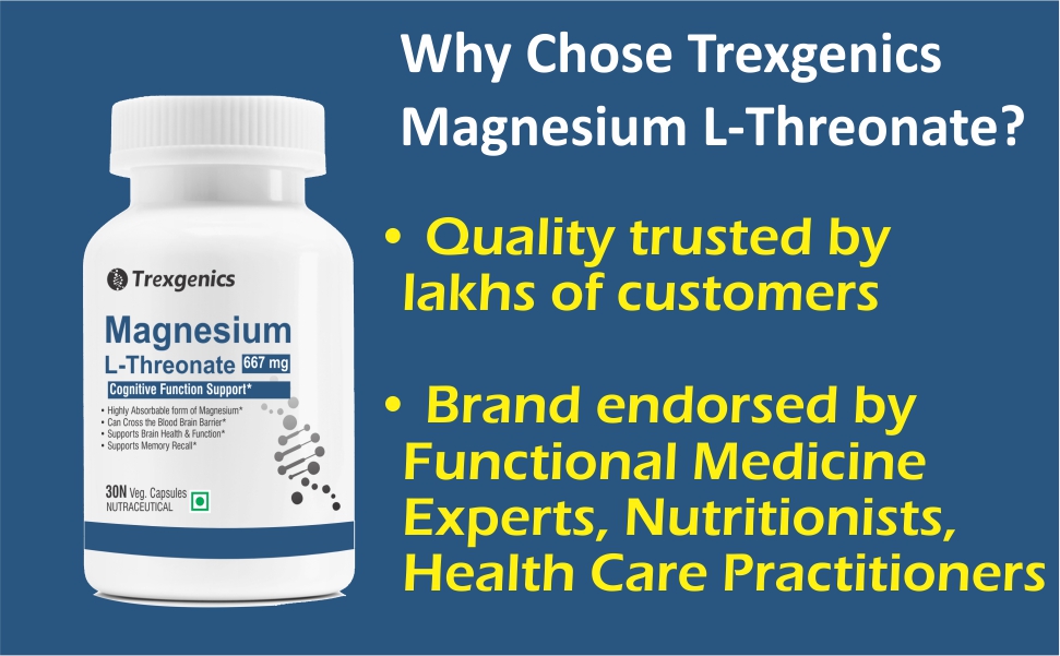 Trexgenics Magnesium L Threonate Cognitive Function & Brain Health Support (90 Veg. Capsules)
