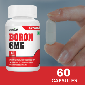 NutriJa Boron 6mg Capsules | Boron Citrate, Aspartate & Glycine Complex | Trace Mineral Supplement for Bone, Joint & Mineral Support | 60 Vegetarian Capsules