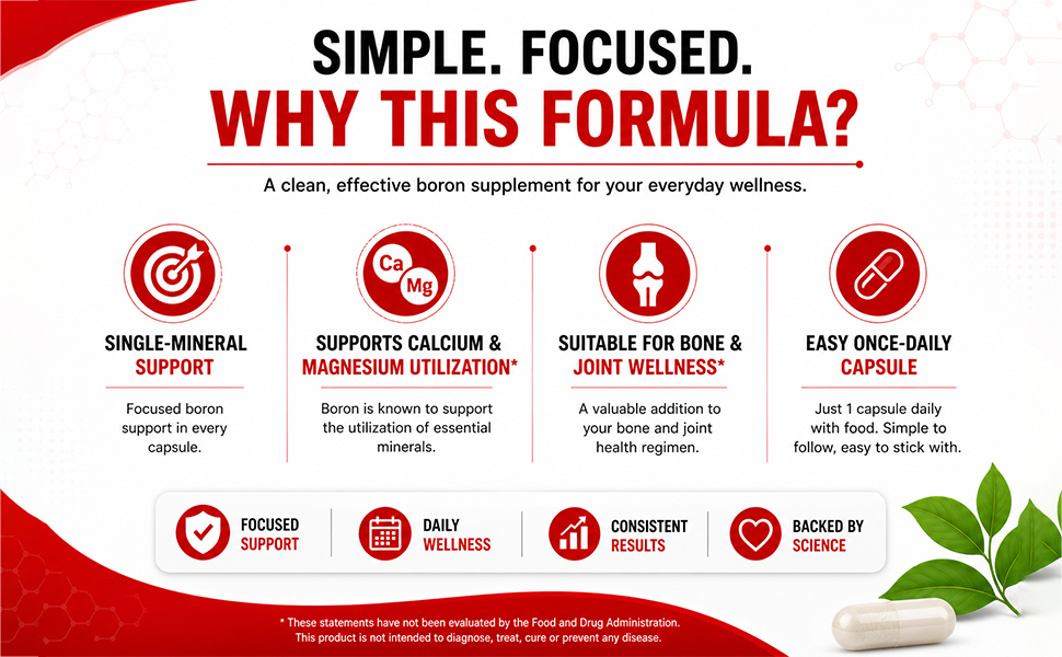 NutriJa Boron 6mg Capsules | Boron Citrate, Aspartate & Glycine Complex | Trace Mineral Supplement for Bone, Joint & Mineral Support | 60 Vegetarian Capsules