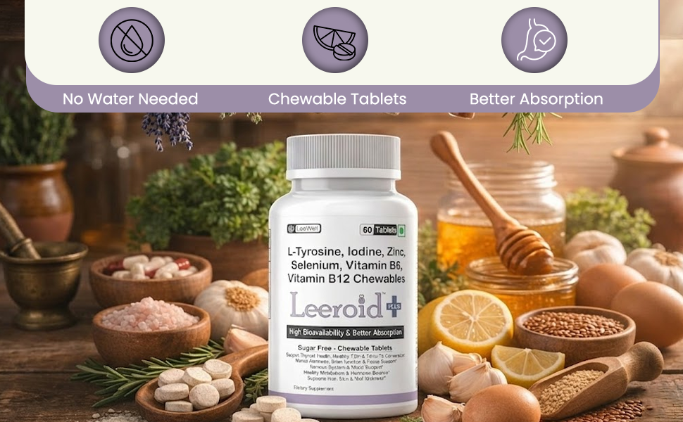 Plus by LeeWell Thyroid Support Supplement, 60 Chewable Tablets