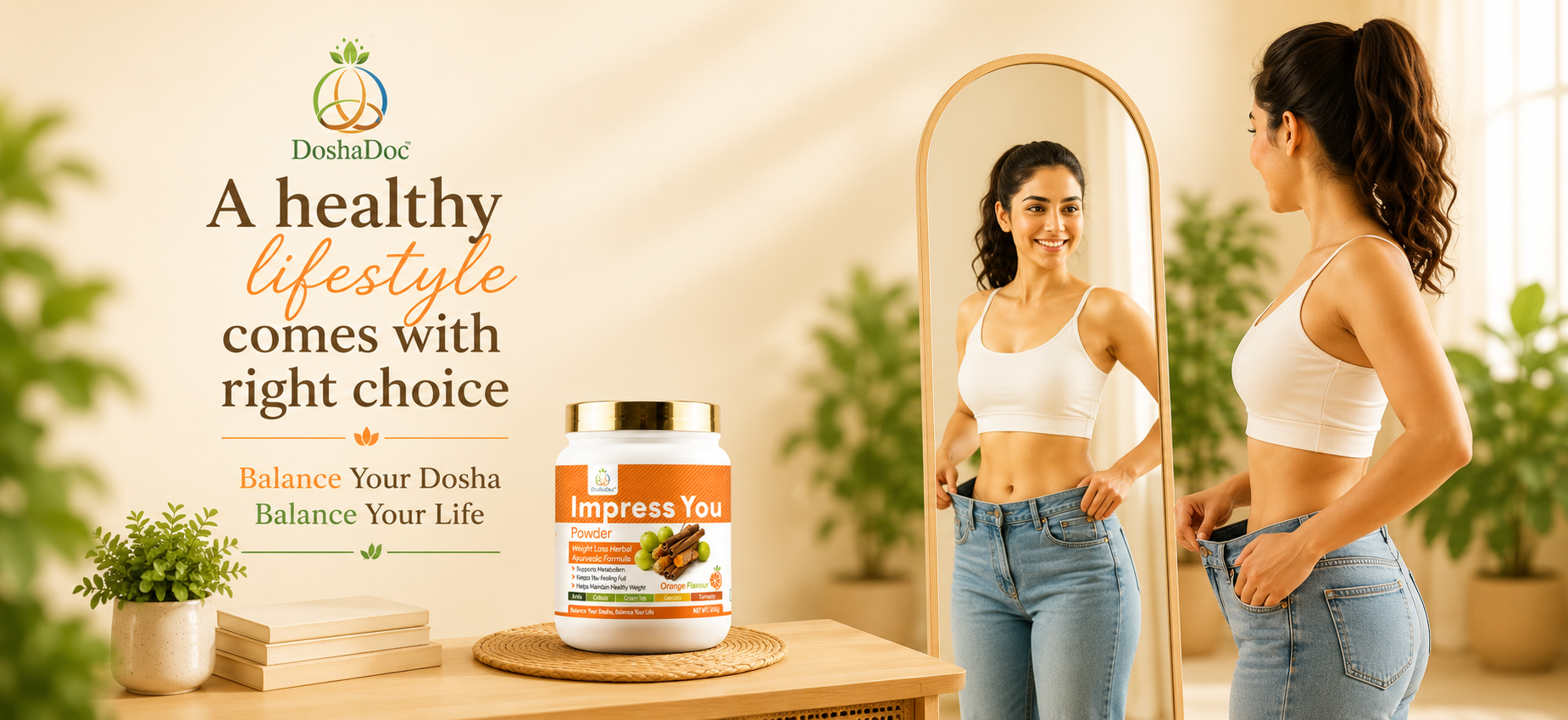 ImpressYou Weight Loss Powder | Metabolism & Fat Burner Support with Green Tea, Green Coffee & Garcinia | Ayurvedic Digestion & Weight Management Supplement (500 Gm)