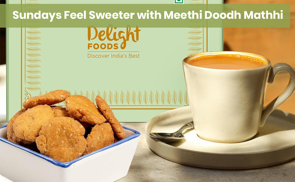 Delight Foods Doodh Milk Maththi 300g – Premium Milk Mathri Snacks | Crispy Ready-to-Eat Evening Tea Time Snack | Traditional Indian Sweet Mathi | Wholesome, Crisp & Hygienically Packed