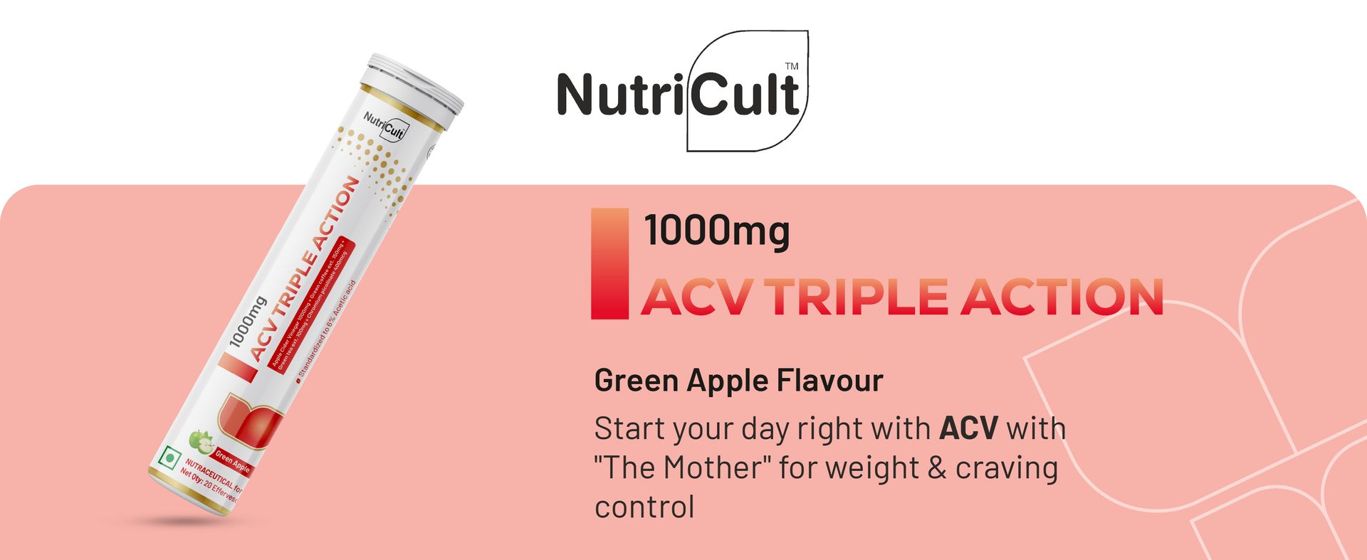 Apple Cider Vinegar Effervescent Tablet 1000mg with The Mother Green Tea Extract, Green Coffee & Chromium Picolinate | ACV Tablets for Metabolism Support (40 Tablets (Pack of 2))