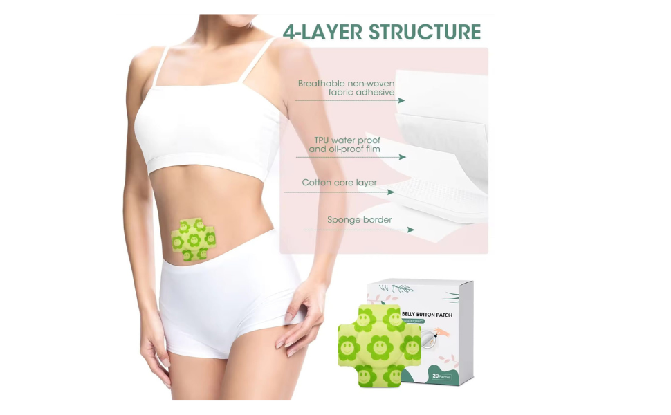 20 Pcs Castor Oil Pack Wrap for Belly Button – Disposable Non-Woven Navel Patch, Leakproof Adhesive Castor Oil Pack for Liver Detox, Skin Friendly Belly Button Patch for Women & Men (Oil Not Included)