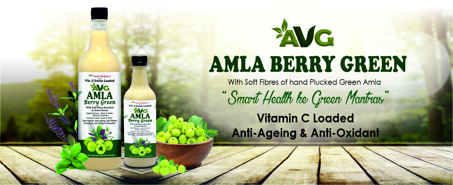 AVG Health Organics Amla Berry Green | Pure Amla Juice - Pack of 2 x 500 ml | Rich in Vitamin C | Immunity Booster, Hair & Skin Health, Body Detox | 100% Natural, No Added Sugar