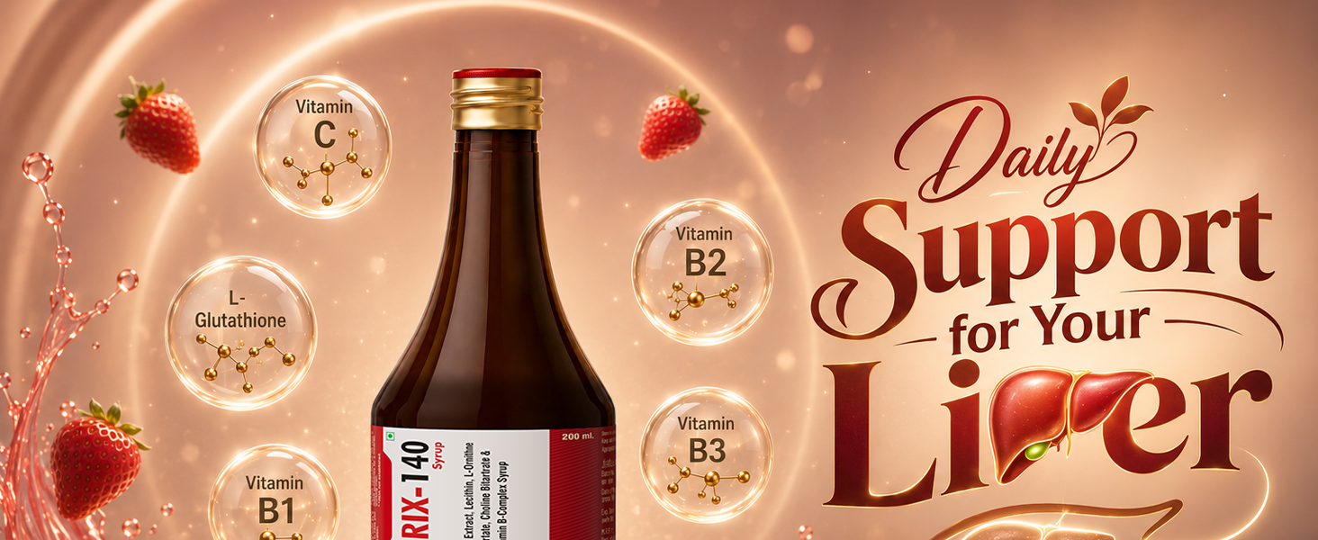 Silymarix-140 Liver Support Syrup | Liver, Stomach & Digestion Wellness Support | Natural Detox & Body Cleanse Supplement | Antioxidant Rich Sugar Free Strawberry Flavour, 200ml