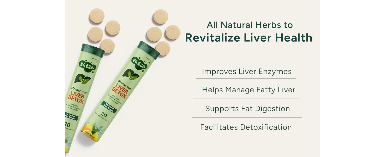 Liver Detox Effervescent 60 Tablets for Men & Woman | 250mg Milk Thistle, 600mg NAC, Turmeric & 10 Superherbs with Vitamin C | Plant-Based Supplement for Liver Cleanse, Gut Health & Toxin Flush | Vegan, No Sugar, Lemon Flavor (Pack of 3)