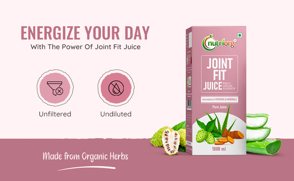 Nutriorg Joint Fit Juice 500ml | Natural Joint Pain Relief with 16 Ayurvedic Herbs | Reduces Swelling, Improves Flexibility & Muscle Strength | For Men & Women