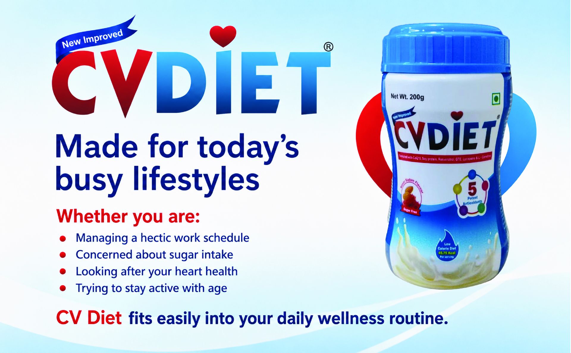 CVDiet Cardiac Nutritional Shake for Heart Health & Metabolic Wellness | Supports Healthy Blood Sugar, Cholesterol & Insulin Response | Low Calorie Heart Supplement for Weight Management | Sugar Free | 200gm Pack of 3