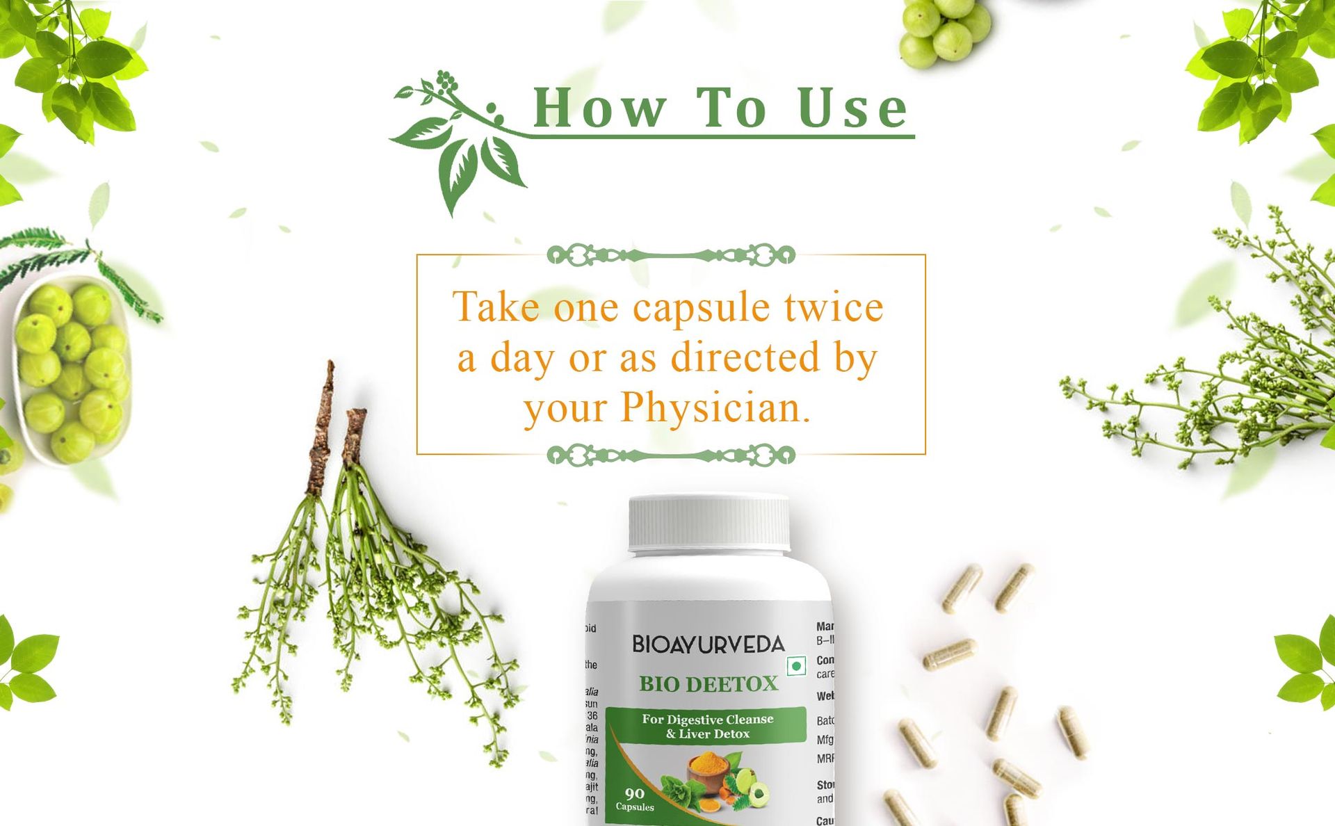 BIOAYURVEDA Bio Deetox Capsule for Digestive Cleanse and Liver Detox, 90 Capsules