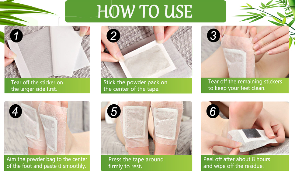 100% Herbal And Gentle Ingredient Detox Foot Pads, 10 Pieces, Natural Ingredients for Sleep Aid, Pain Relief, Toxin Removal with Bamboo Vinegar and Acupoint Micro-Massage Technology