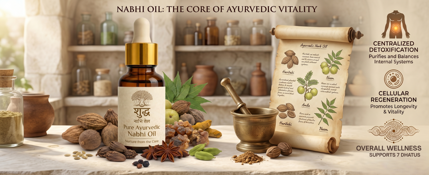 Navel Oil | Nabhi Oiling | Ayurvedic Belly Button Oil with Ghee, Castor, Neem & Vitamin E | Supports Digestion, Detox, Hydration & Stress Relief | Natural & Herbal Therapy 30ml (Pack of 2)