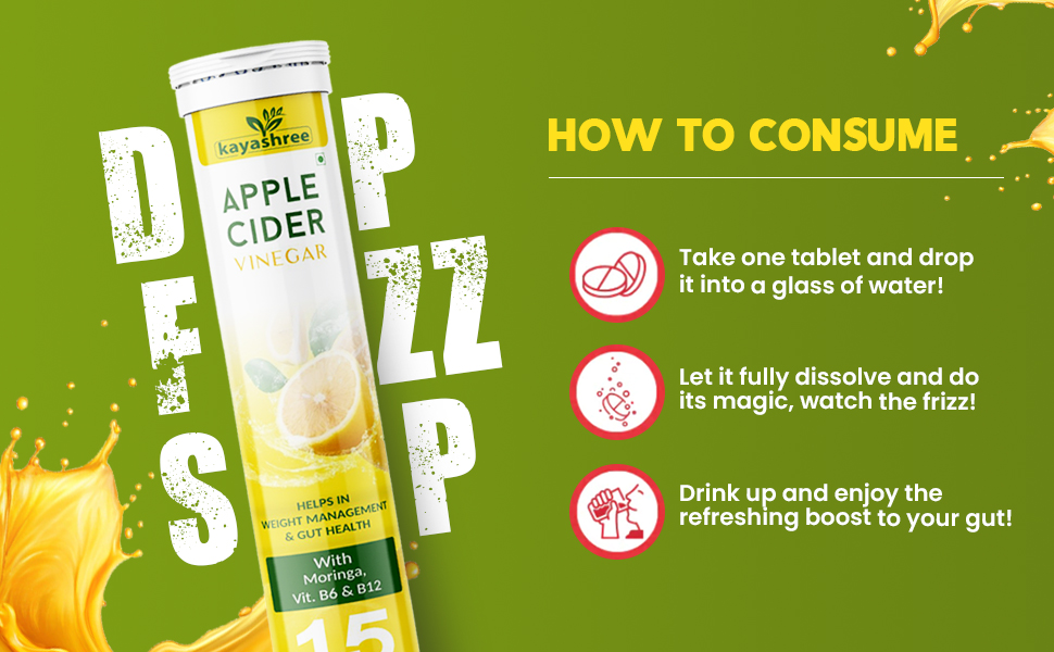Apple Cider Vinegar Effervescent Tablets | 15 Tablets | Lemon Flavour (1)