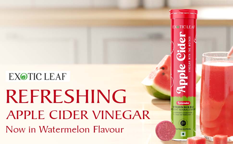 Apple Cider Vinegar Effervescent Tablets with Watermelon Flavour | With the Mother | Supports Detox, Digestion & Weight Management – 20 Tablets Pack of 3