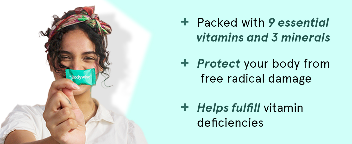 Be Bodywise Multivitamin Gummies | 60 Day Pack | With Fibre, Zinc, Iron & Biotin | Vitamin D3, B6, E & A | Boosts Energy & Stamina, Improves Immunity & Skin Health | No Added Refined Sugar