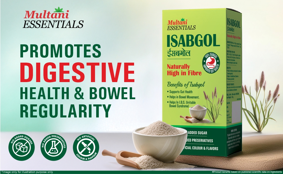 Multani Essentials Isabgol | Psyllium Husk Powder - 100gm (Pack of 3) | For Gut Health And Irritable Bowel Syndrome | Effectively Relieves Constipation | Fibre Supplement For Digestion | Chemical Free | No Added Sugar Or Artificial Flavour