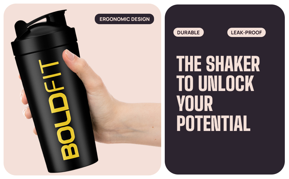 Boldfit Stainless Steel Gym Shaker Bottle Shaker Bottles for Protein Shake 100% Leakproof Guarantee Protein Shaker Sipper Bottle Pre Workout Steel Shaker With Measurement 700 ml