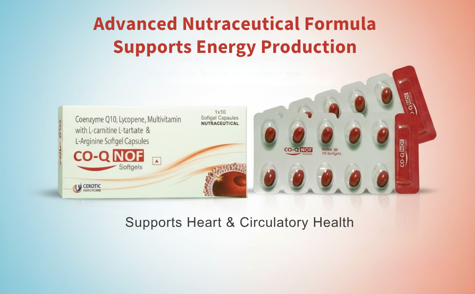 CO-Q NOF Coenzyme Q10 100mg with Selenium 40mcg Softgel Capsules with L-Carnitine, L-Arginine, Lycopene & Multivitamins | Antioxidant for Energy, Fertility, Heart & Cellular Health | 30 Softgels