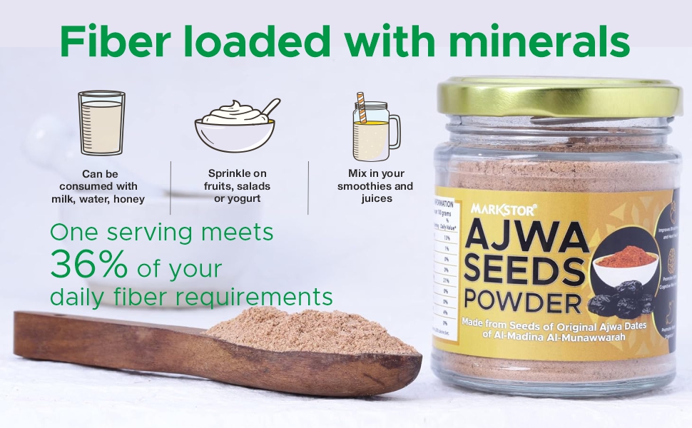 Ajwa Seeds Powder - 100g | Supports Heart Health & Cholesterol Levels | Enhances Metabolic & Cognitive Well-Being | Vegan, Gluten-Free, Non-GMO