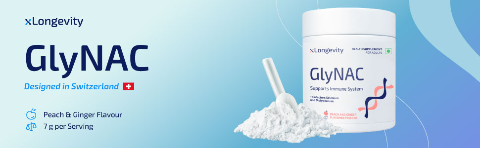 GlyNAC (Glycine + NAC) 210g Powder for Sleep, Skin | 7000mg daily Supplement, Men & Women, Lab-Tested N-Acetylcysteine, Boosts Glutathione, Immune Support, Antioxidant, Detox, Flavored (Peach & Ginger)