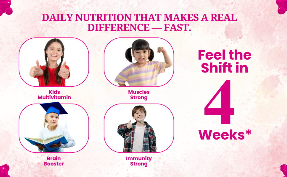 Kids Multivitamin Gummies - Immune, Brain & Muscle Support with Veg Omega-3, Vitamin A, C, D2, E, Zinc Folic Acid & Iron - Strawberry Flavor, No Added Sugar, Gluten-Free, Soy-Free - 30 Count Gummmies For Kids (2+Years)