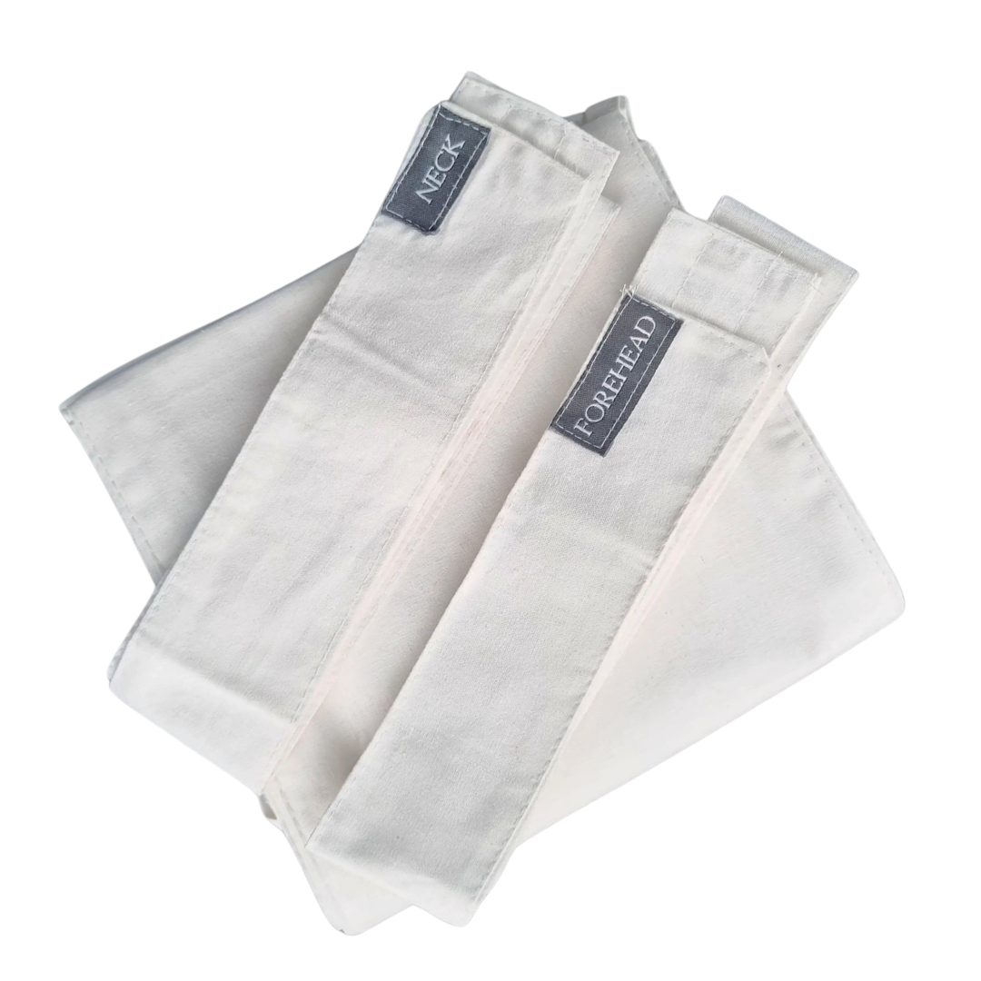 Wet Pack Cotton Patti for Body Detox with VELCRO CLOSURE | Satvic Lifestyle | Set of 3 Strips for Abdomen, Neck and Head | Contains Cotton Cloth Bag and User Manual