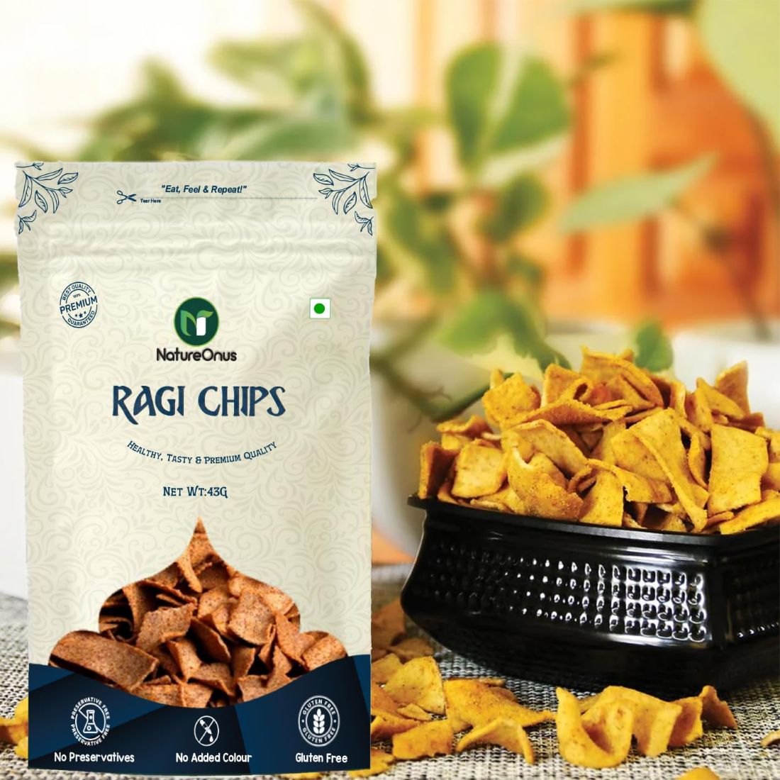 NatureOnus High Protein Chips Combo Pack of 7 (301g) | 7 Snacks Pack x 43g | Ragi, Beetroot, Multigrain, Jowar, Quinoa, Soya & Rajma Chips | Gluten-Free, No Maida, No Preservatives, No Palm Oil, High Protein Chips (43g x 7 Packs)