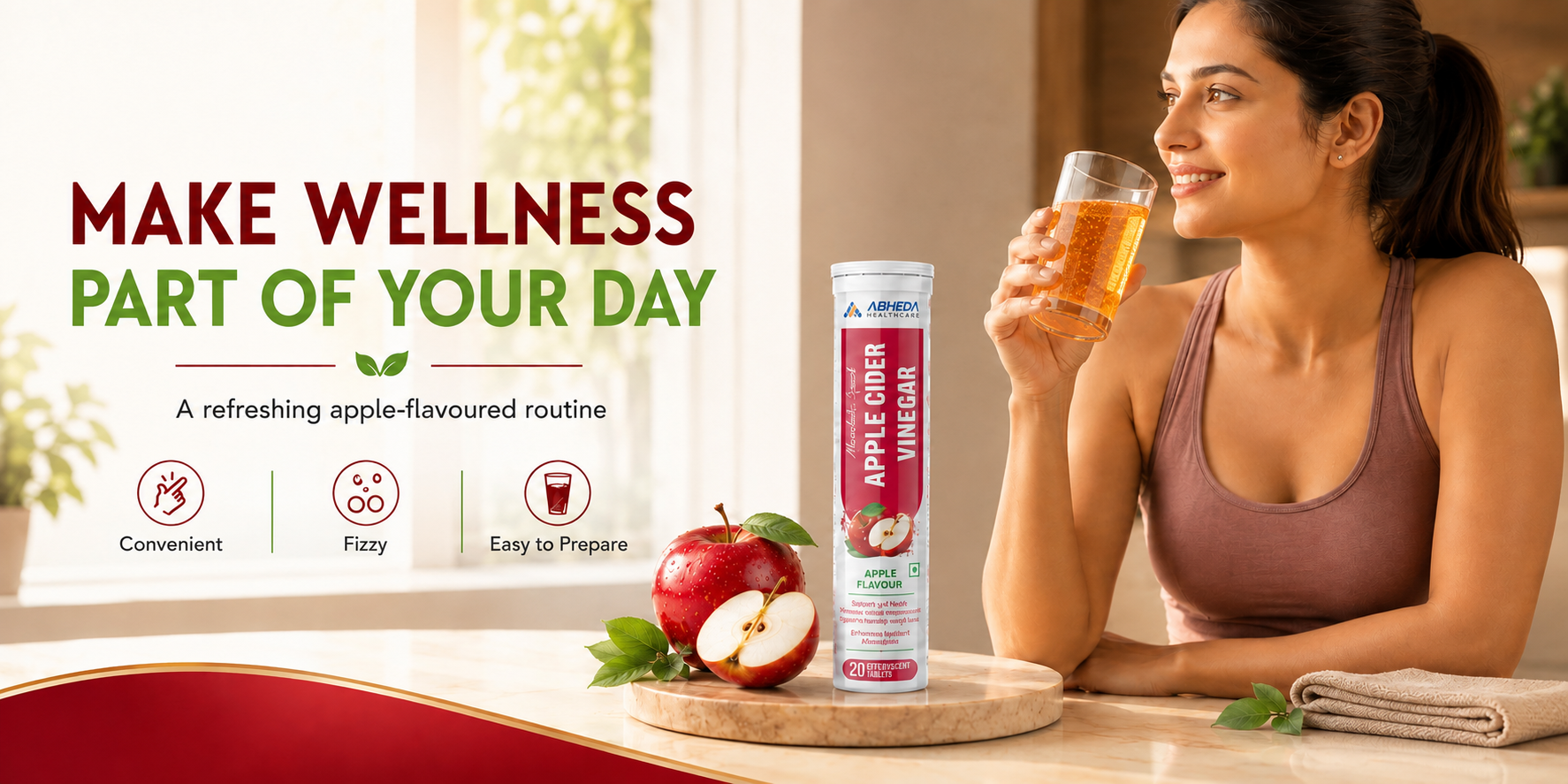 Apple Cider Vinegar Effervescent Tablets - 500mg | ACV with Pomegranate, Beet Root & B-Vitamin | Supports Weight Management & Metabolism | 20 Tablet - Pack Of 1