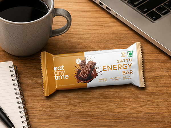Eat Anytime Sattu Energy Bar | Sea Salt Caramel | Rich in Protein | Ancient Indian Supergrain | Source of Fibre | No Added Refined Sugar | 25g