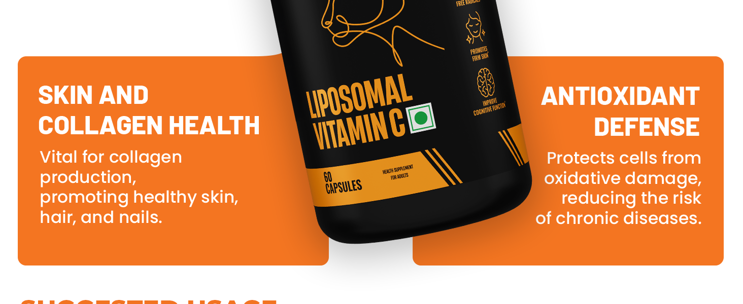 BeastLife Liposomal Vitamin C | Higher bioavailability | Neutralizes free radicals | Promotes firm skin Health | Improve cognitive function Immunity Support– Fast Absorption & Bioavailability | 60 Capsules