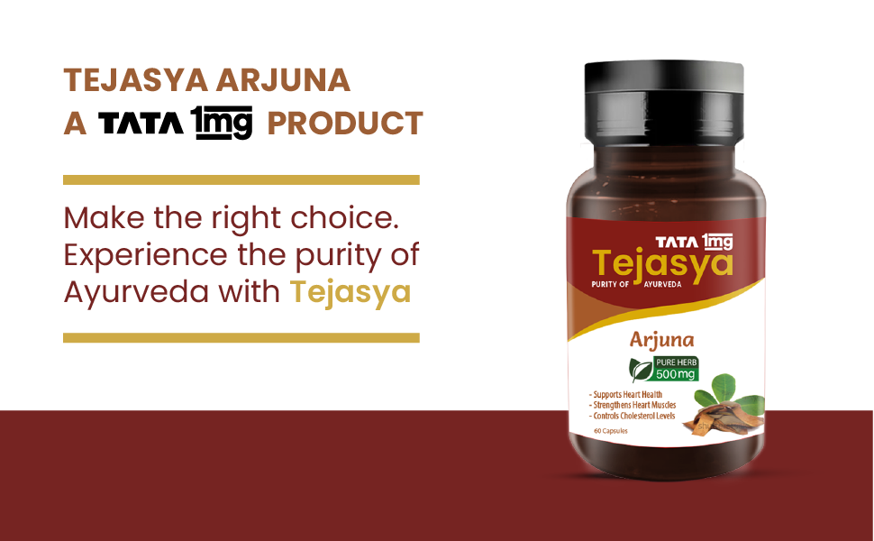Tata 1mg Tejasya Arjuna Capsule 500mg, Supports Heart Health, Pack of 60 capsules