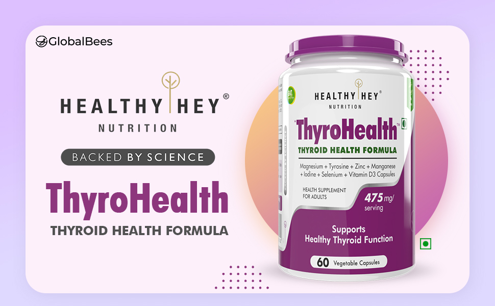 HealthyHey Nutrition ThyroHealth - Thyroid Health Formula - 475 mg per serving - 60 vegetable Capsules