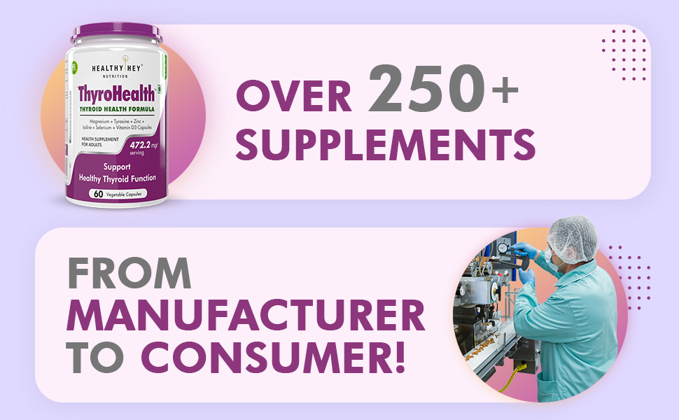 HealthyHey Nutrition ThyroHealth - Thyroid Health Formula - 475 mg per serving - 60 vegetable Capsules