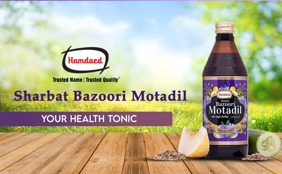 Hamdard Sharbat Bazoori Motadil | 500 ML | Supports Kidney and Liver Health | Helps Manage Burning Sensation in Bladder | Herbal Remedy | Unani Formulation | All-natural | Pack of 2