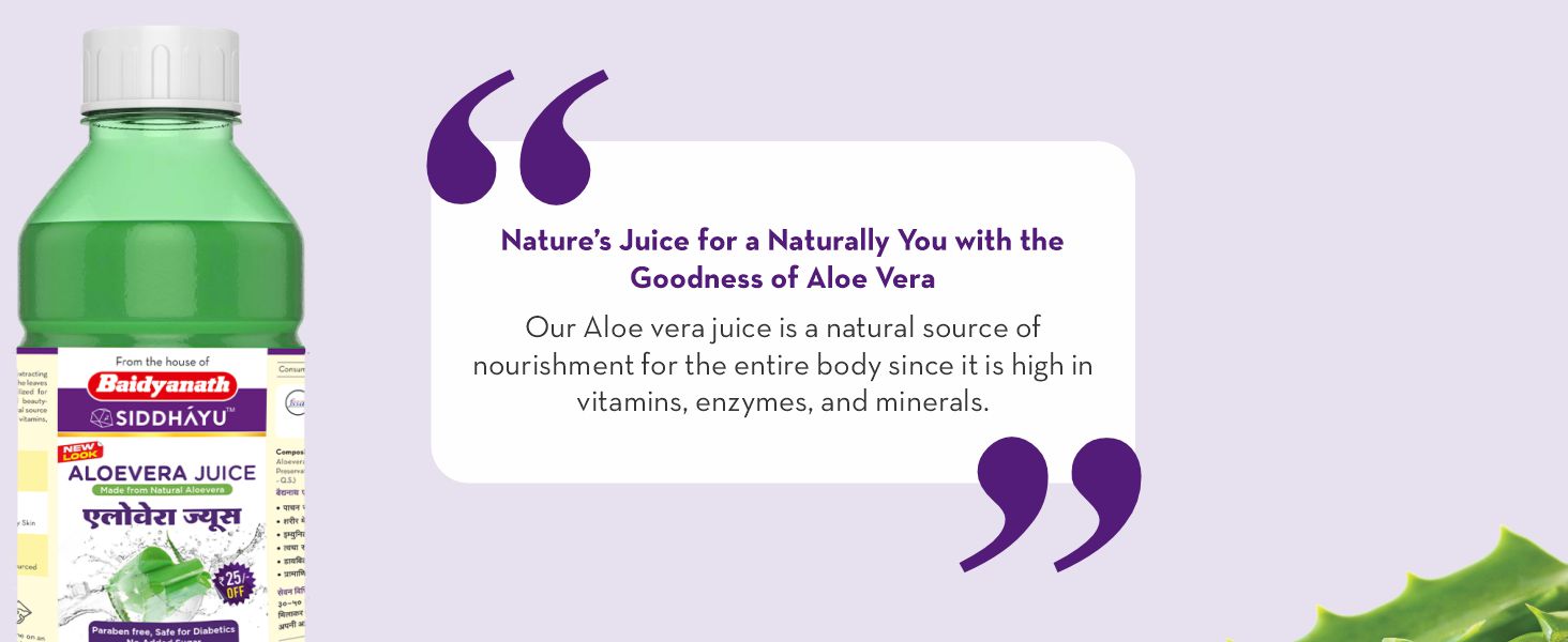 Baidyanath Asli Ayurved Aloe Vera juice with Pulp, All Natural tonic for Immunity, Better digestion and Glowing Skin, 1000 ml